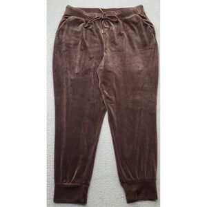 Truth By Republic Lounge Pants Womens XL Brown Velour Elastic Waist Drawstring